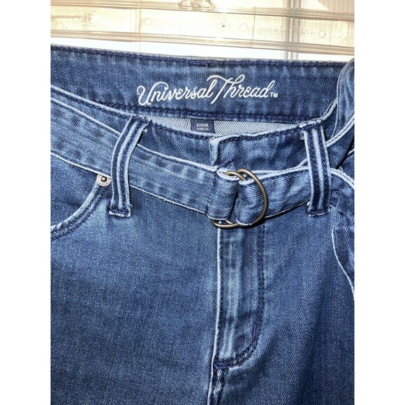 Universal Thread Jeans Womens 26R High Rise Wide Leg Crop Belted Denim y2k boho - Picture 2 of 8